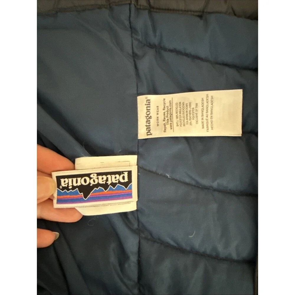 Patagonia Down Winter Coat Girls L 10 Insulated Coat Navy Blue